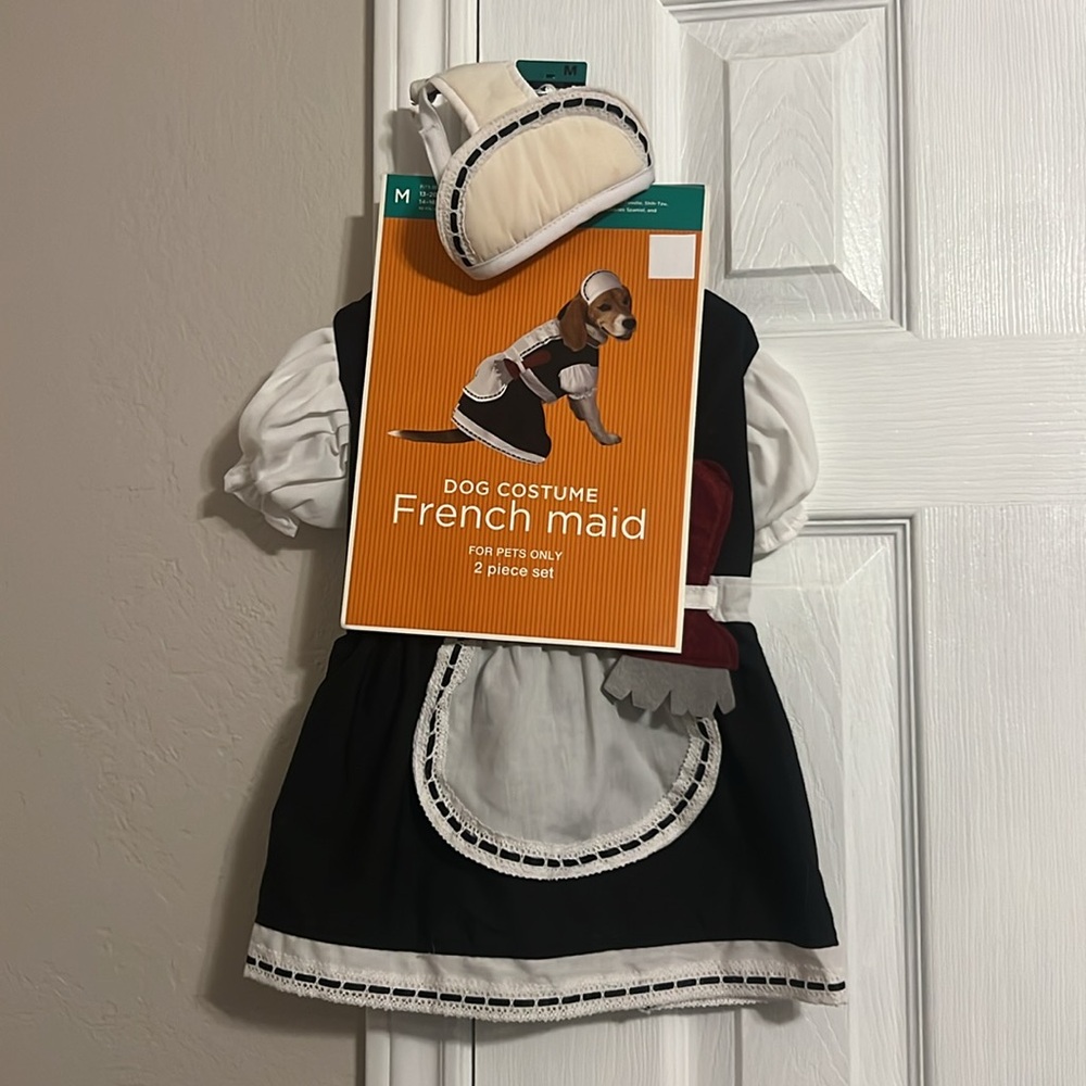2 Dog Costumes - French Maid (size Medium) & Devil (size Medium) - Picture 5 of 8